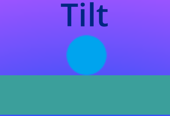 Logo for the game Tilt. Shows the ball on the platform, with the text 'Tilt' above it.